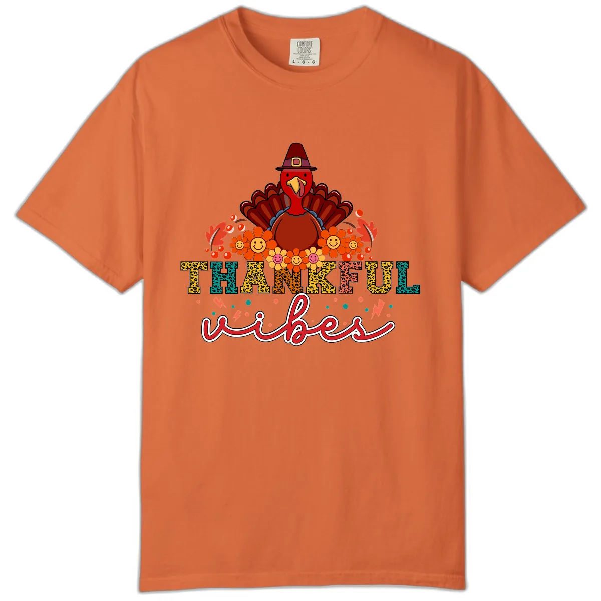 Turkey Vibes Thanksgiving Design Comfort Color in Burnt Orange